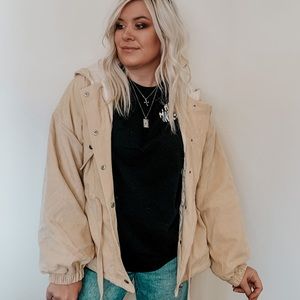 Beige Parka Corduroy Jacket